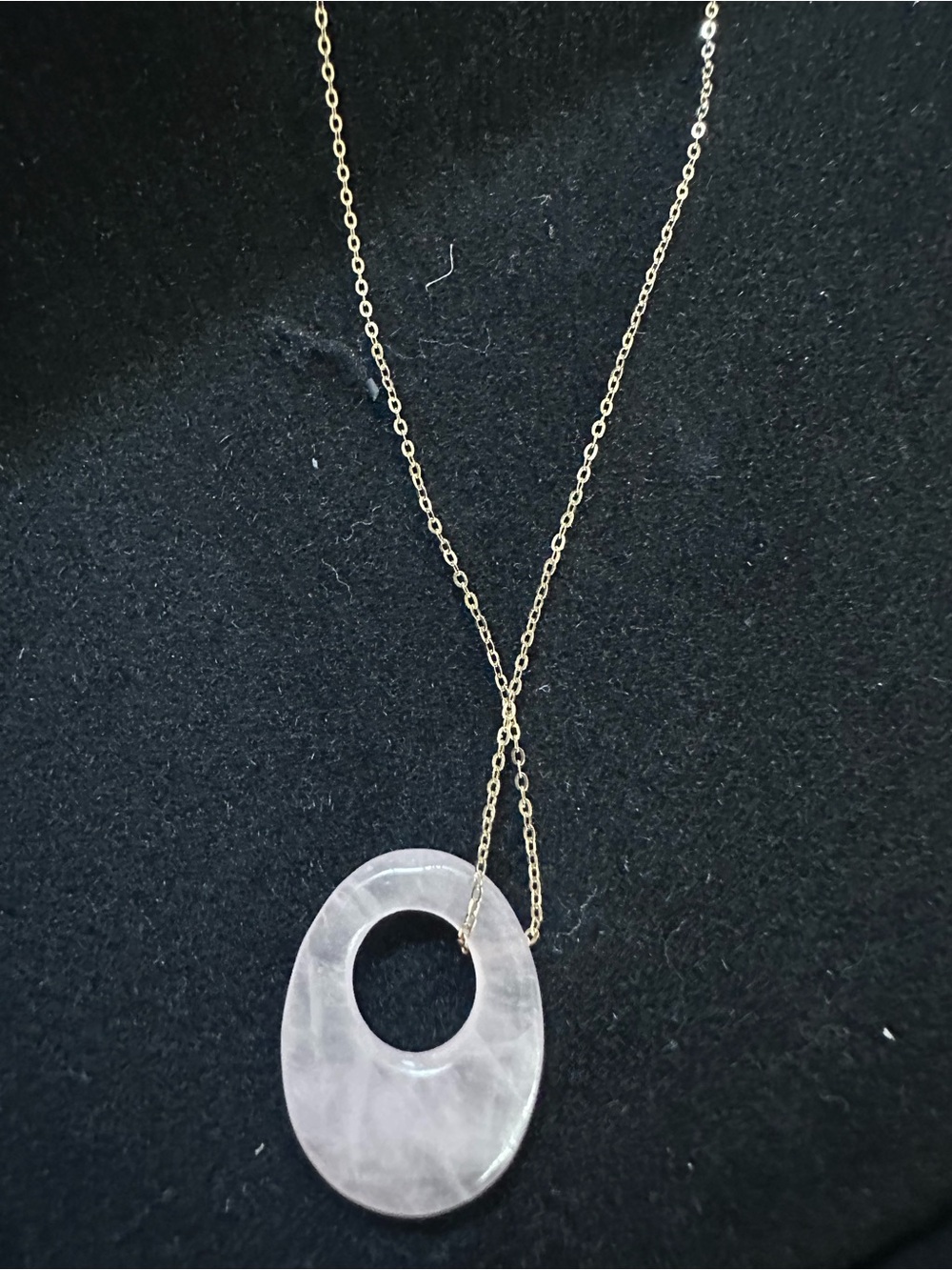 Delicate 14K Gold Chain Necklace with Carved Rose Quartz Pendant
